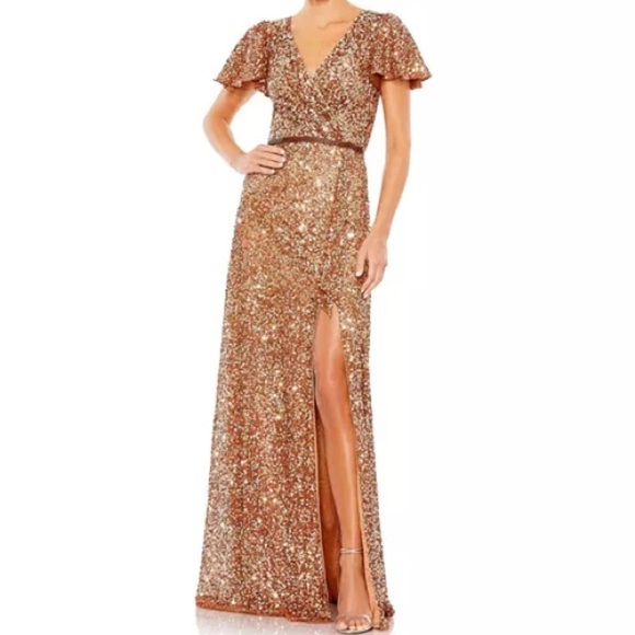 Mac Duggal Bronze Sequin Gown - Picture 2 of 7
